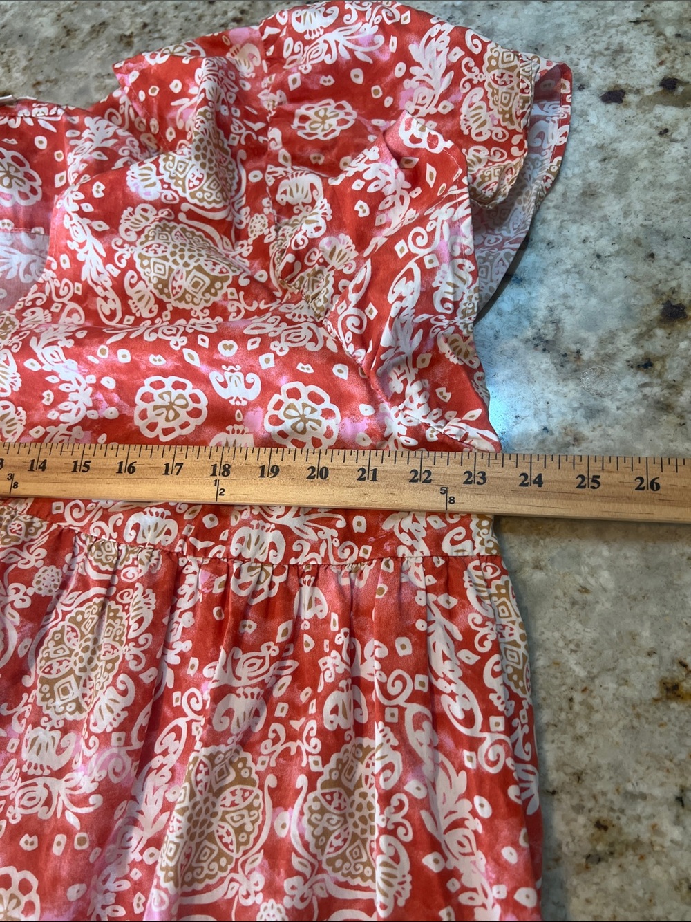 ANTHROPOLOGIE MAEVE FLUTTER DLEEVE BABYDOLL DRESS red pink cream size 2X - Picture 7 of 8